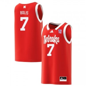 Justin Bolis NU Huskers #7 Player Basketball Jersey 2025-26 Men Red Adidas Swingman 90630291