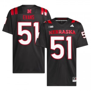 Justin Evans #51 NU Huskers Black Men Football College Jersey 2026-2027 Stitched 49770026