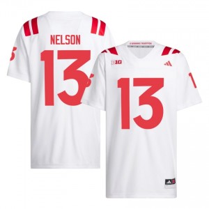 Nebraska Huskers Mekhi Nelson #13 White NCAA Jersey - Premium Men Football 34937575