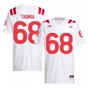 Authentic Stitched Preston Taumua Nebraska Huskers #68 White Men High School Football 2026-27 Jersey 98942878