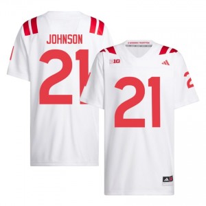 Authentic Stitched Emmett Johnson NU Huskers #21 White Men High School Football 2026-27 Jersey 21493423