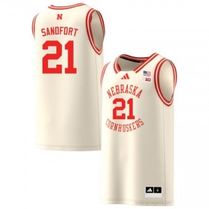Huskers Pryce Sandfort #21 Cream University Jersey - Premium Men Basketball 10434729