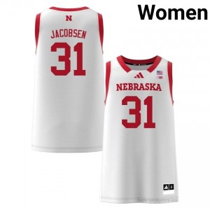 Cale Jacobsen Cornhuskers #31 NCAA Basketball Jersey 2025-26 Women White Adidas Swingman 97067429