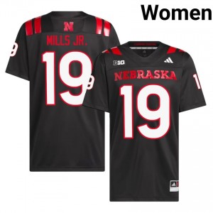 Nebraska Huskers Cortez Mills Jr. #19 Black NCAA Jersey - Premium Women Football 52236855