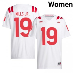 Authentic Stitched Cortez Mills Jr. Nebraska Cornhuskers #19 White Women High School Football 2026-27 Jersey 24061589
