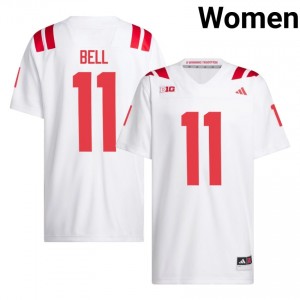 Authentic Stitched Demitrius Bell Nebraska Cornhuskers #11 White Women High School Football 2026-27 Jersey 65735226