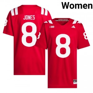 Authentic Stitched Donovan Jones Nebraska Huskers #8 Scarlet Women High School Football 2026-27 Jersey 95185825