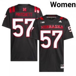Cornhuskers Elijah Pritchett #57 Black NCAA Jersey - Premium Women Football 11416816