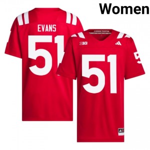 Authentic Stitched Justin Evans Nebraska Cornhuskers #51 Scarlet Women High School Football 2026-27 Jersey 85024507
