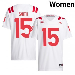 Keelan Smith Cornhuskers #15 University Football Jersey 2026-27 Women White Adidas Swingman 57763549
