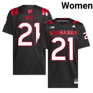 Authentic Stitched Kwinten Ives NU Huskers #21 Black Women High School Football 2026-27 Jersey 67440317