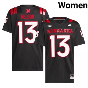 Authentic Stitched Mekhi Nelson NU Huskers #13 Black Women High School Football 2026-27 Jersey 39182013