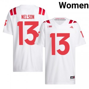 Mekhi Nelson #13 Nebraska Huskers White Women Football College Jersey 2026-2027 Stitched 33437065