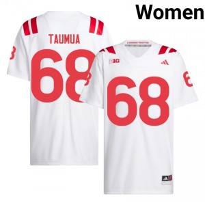 Nebraska Preston Taumua #68 White Women Football Gameday Jersey Officially Licensed NCAA 58780097