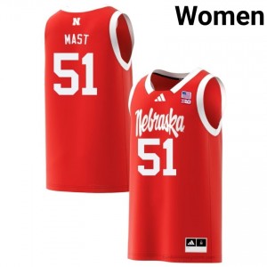Rienk Mast Nebraska Cornhuskers #51 College Basketball Jersey 2025-26 Women Red Adidas Swingman 31892616