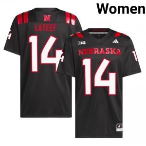 TJ Lateef #14 Cornhuskers Black Women Football College Jersey 2026-2027 Stitched 23175246