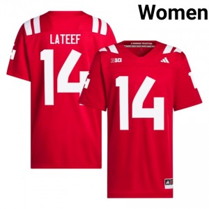 TJ Lateef Nebraska Huskers #14 University Football Jersey 2026-27 Women Scarlet Adidas Swingman 94578029