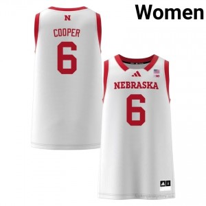 Will Cooper Huskers #6 University Basketball Jersey 2025-26 Women White Adidas Swingman 85330096