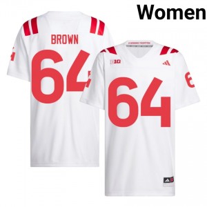 Bob Brown Nebraska Cornhuskers #64 University Football Jersey 2026-27 Women White Adidas Swingman 56069189