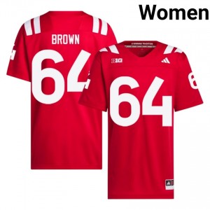 NU Huskers Bob Brown #64 Scarlet NCAA Jersey - Premium Women Football 33465925