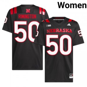 Dave Rimington #50 Cornhuskers Black Women Football College Jersey 2026-2027 Stitched 61303989