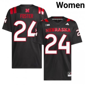 Nebraska Cornhuskers Dexter Foster #24 Black Women Football Gameday Jersey Officially Licensed NCAA 46662615