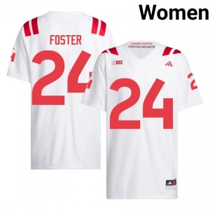 Dexter Foster Nebraska #24 University Football Jersey 2026-27 Women White Adidas Swingman 23068858