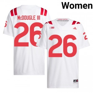 Authentic Stitched Dwayne McDougle III Nebraska Huskers #26 White Women High School Football 2026-27 Jersey 12412564