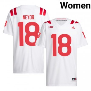 Authentic Stitched Isaiah Neyor Cornhuskers #18 White Women High School Football 2026-27 Jersey 41044844