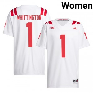 Jahsear Whittington NU Huskers #1 University Football Jersey 2026-27 Women White Adidas Swingman 22881040