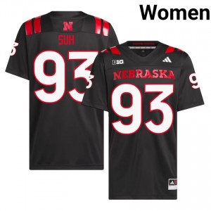 Ndamukong Suh #93 Nebraska Cornhuskers Black Women Football College Jersey 2026-2027 Stitched 65113305