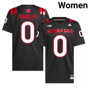 Authentic Stitched Owen Chambliss Nebraska Huskers #0 Black Women High School Football 2026-27 Jersey 49537866