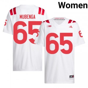 NU Huskers Paul Mubenga #65 White NCAA Jersey - Premium Women Football 95209542