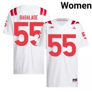 Tree Babalade Nebraska Huskers #55 University Football Jersey 2026-27 Women White Adidas Swingman 58922709