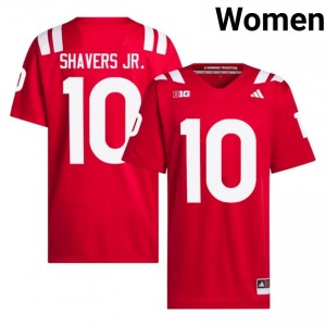Authentic Stitched Vincent Shavers Jr. NU Huskers #10 Scarlet Women High School Football 2026-27 Jersey 24226987
