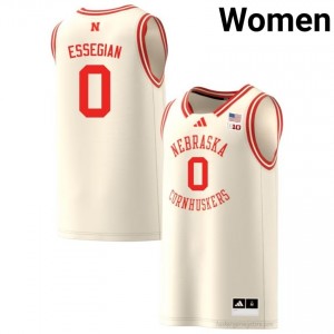 Connor Essegian Cornhuskers #0 NCAA Basketball Jersey 2025-26 Women Cream Adidas Swingman 34258243
