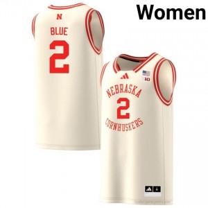 Authentic Stitched Kendall Blue Nebraska Cornhuskers #2 Cream Women College Basketball Jersey 2025-26 81365352