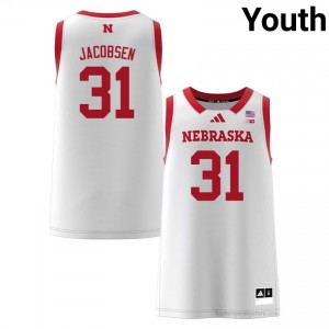 Authentic Stitched Cale Jacobsen Nebraska Cornhuskers #31 White Youth College Basketball Jersey 2025-26 75847531