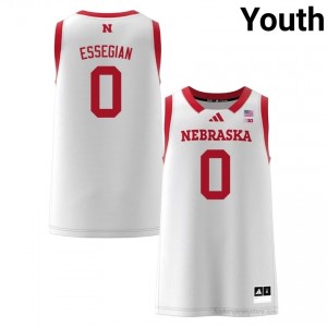 Connor Essegian #0 NU Huskers White Youth Basketball Player Jersey 2025-2026 Stitched 27599903
