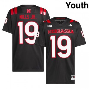 Cortez Mills Jr. #19 Nebraska Huskers Black Youth Football College Jersey 2026-2027 Stitched 60519200