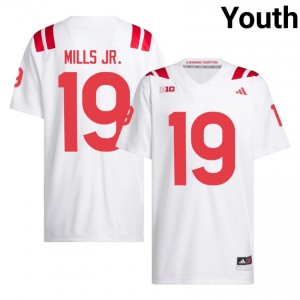 Nebraska Cornhuskers Cortez Mills Jr. #19 White Youth Football Gameday Jersey Officially Licensed NCAA 51467736