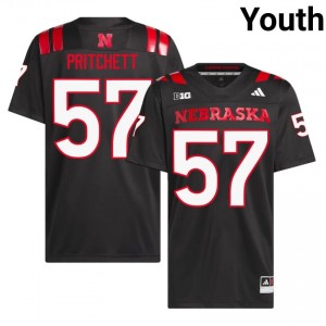 Elijah Pritchett #57 Nebraska Huskers Black Youth Football College Jersey 2026-2027 Stitched 40770987