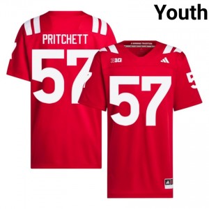Elijah Pritchett Nebraska #57 University Football Jersey 2026-27 Youth Scarlet Adidas Swingman 77765084