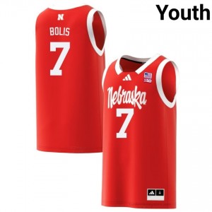 Cornhuskers Justin Bolis #7 Red Youth Basketball Gameday Jersey Officially Licensed NCAA 12349556