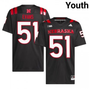 Authentic Stitched Justin Evans Nebraska Cornhuskers #51 Black Youth High School Football 2026-27 Jersey 17225544