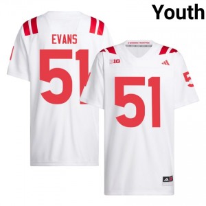 Justin Evans #51 Nebraska White Youth Football College Jersey 2026-2027 Stitched 24469273