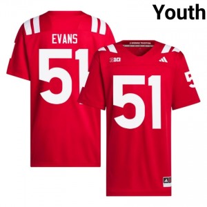 Cornhuskers Justin Evans #51 Scarlet Youth Football Gameday Jersey Officially Licensed NCAA 84748458