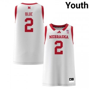 Kendall Blue Huskers #2 University Basketball Jersey 2025-26 Youth White Adidas Swingman 91257306