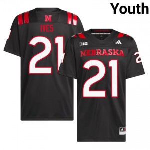 NU Huskers Kwinten Ives #21 Black Youth Football Gameday Jersey Officially Licensed NCAA 88040965