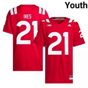 Nebraska Cornhuskers Kwinten Ives #21 Scarlet NCAA Jersey - Premium Youth Football 78276705